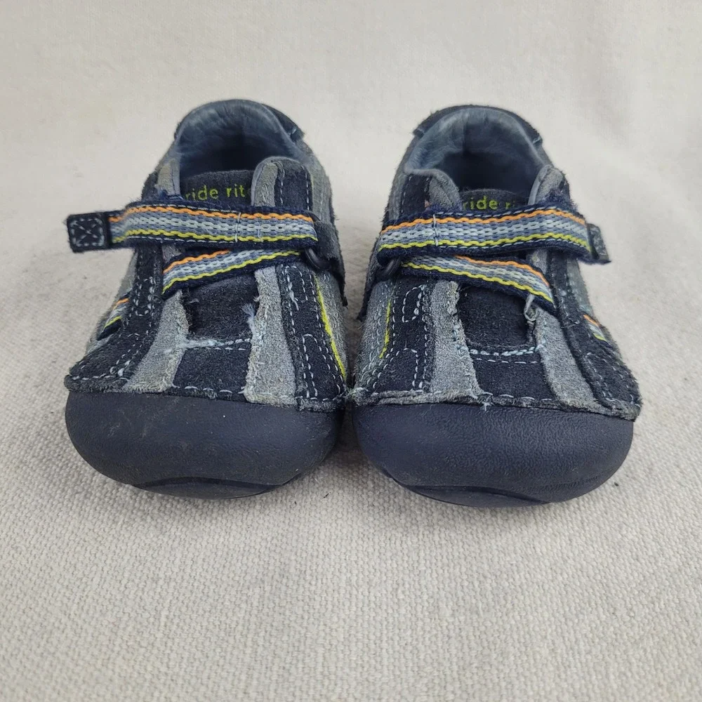 Stride Rite SRT Baby Boy Navy Blue Grey Suede Soft Motion Sneakers Size 4.5W